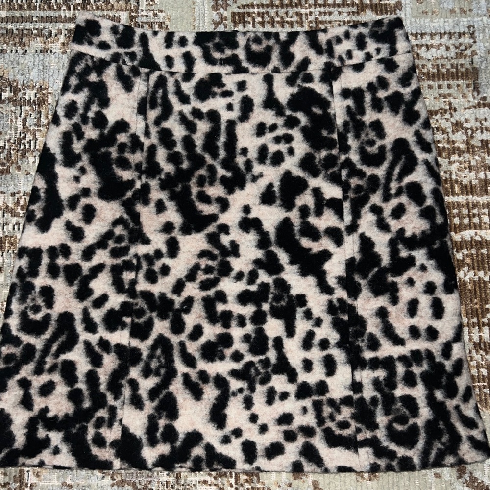 Ann Taylor Boiled Wool Animal Print Skirt